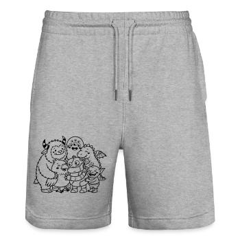 monsters cute - Stanley/Stella Trainer Unisex Organic Jogging Shorts - heather grey - Front - Nik (191cm) & Marisol (170cm)