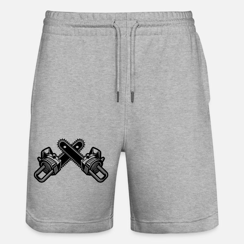 Crossed Chainsaws - Stanley/Stella Trainer Unisex Organic Jogging Shorts - heather grey