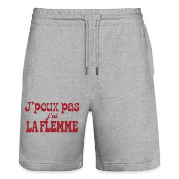 J'peux pas j'ai la flemme - Short de jogging bio TRAINER Stanley/Stella unisexe - gris chiné - Devant - Nik (191cm) & Marisol (170cm)