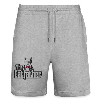 Le Père-Chat Papa Chat Propriétaire de Chat - Short de jogging bio TRAINER Stanley/Stella unisexe - gris chiné - Devant - Nik (191cm) & Marisol (170cm)