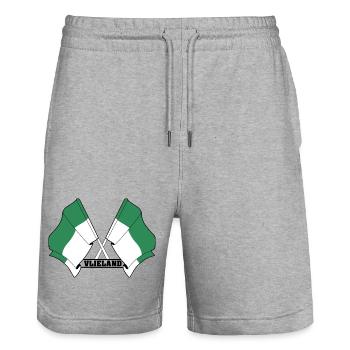 Vlieland Crossed Flags – Island Pride - Stanley/Stella Trainer Unisex Organic Jogging Shorts - heather grey - Front - Nik (191cm) & Marisol (170cm)