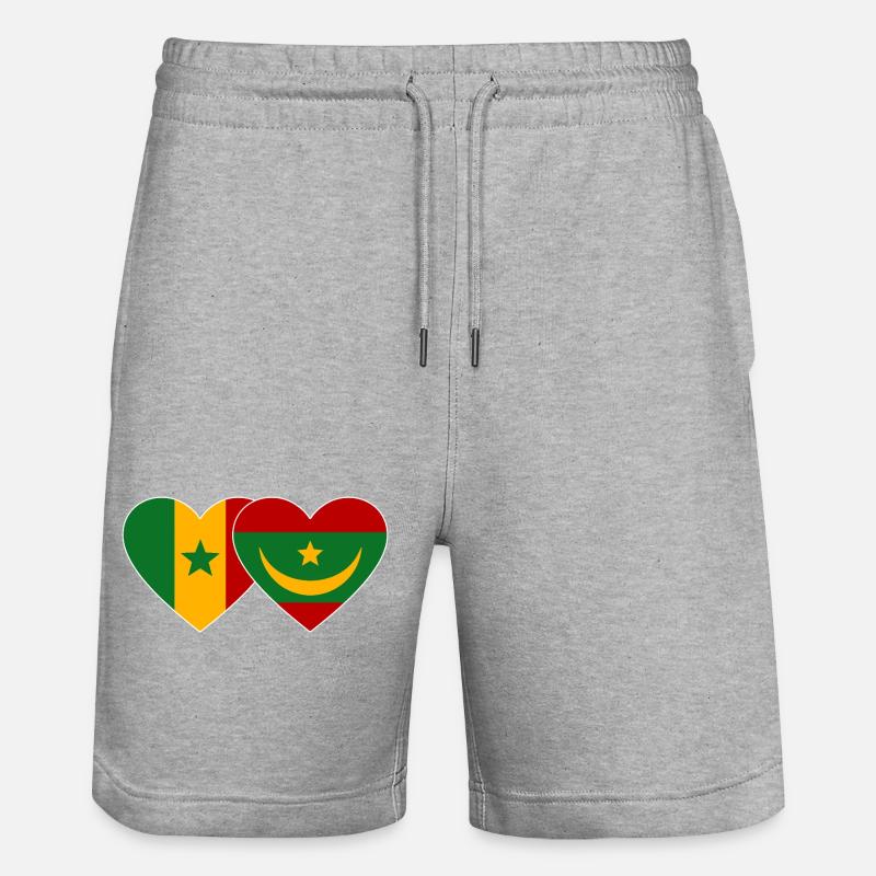 Senegal_Mauretanien_Flagge_Herz - Short de jogging bio TRAINER Stanley/Stella unisexe - gris chiné