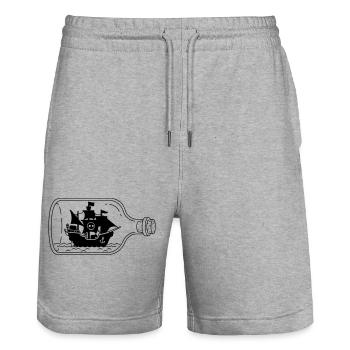 Un navire pirate en bouteille - Short de jogging bio TRAINER Stanley/Stella unisexe - gris chiné - Devant - Nik (191cm) & Marisol (170cm)
