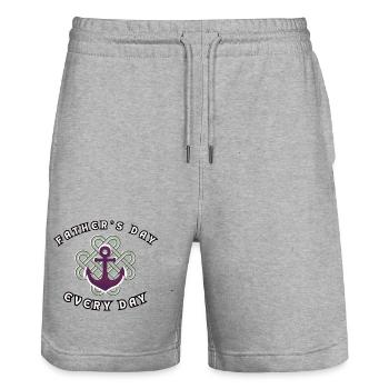Father’s Day - Stanley/Stella Trainer Unisex Organic Jogging Shorts - heather grey - Front - Nik (191cm) & Marisol (170cm)