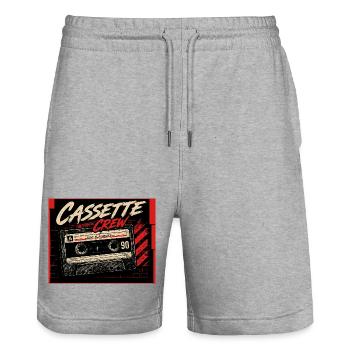 Cassette_Crew_ _Side_B_Vorever - Stanley/Stella Trainer Unisex Organic Jogging Shorts - heather grey - Front - Nik (191cm) & Marisol (170cm)