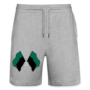 Texel Crossed Flags – Island Pride - Stanley/Stella Unisex Bio Joggingshorts Trainer  - Grau meliert - Vorne - Nik (191cm) & Marisol (170cm)