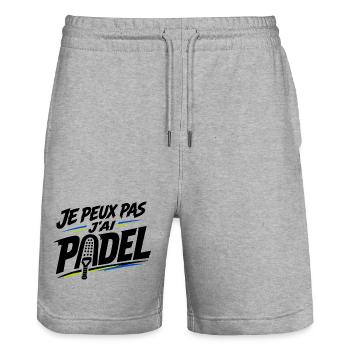 Je peux pas j’ai padel - Short de jogging bio TRAINER Stanley/Stella unisexe - gris chiné - Devant - Nik (191cm) & Marisol (170cm)
