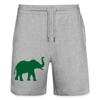Silhouette d’éléphant en vert - Short de jogging bio TRAINER Stanley/Stella unisexe - gris chiné - Devant - Nik (191cm) & Marisol (170cm)