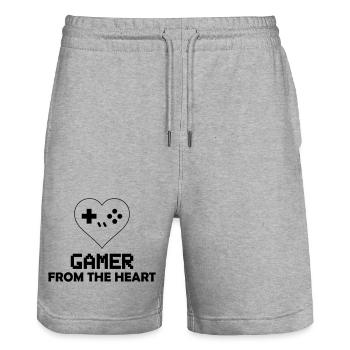 Gamer from the Heart - Stanley/Stella Unisex Bio Joggingshorts Trainer  - Grau meliert - Vorne - Nik (191cm) & Marisol (170cm)