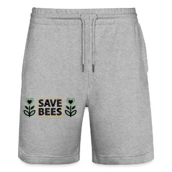 Save Bees Bees Flowers Conservation Beekeeper - Stanley/Stella Trainer Unisex Organic Jogging Shorts - heather grey - Front - Nik (191cm) & Marisol (170cm)