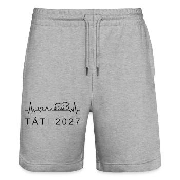 Tante 2027 Herzschlag Schwangerschaft Finnisch - Stanley/Stella Unisex Bio Joggingshorts Trainer  - Grau meliert - Vorne - Nik (191cm) & Marisol (170cm)