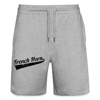 Bugle - Stanley/Stella Trainer Unisex Organic Jogging Shorts - heather grey - Front - Nik (191cm) & Marisol (170cm)