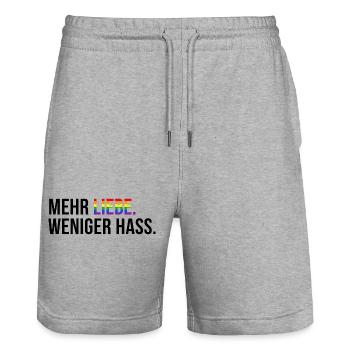 6. Peace Spruch Shirt für Human Rights Fans - Stanley/Stella Unisex Bio Joggingshorts Trainer  - Grau meliert - Vorne - Nik (191cm) & Marisol (170cm)