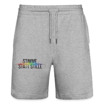 Stimme Statt Stille Pride Statement - Stanley/Stella Unisex Bio Joggingshorts Trainer  - Grau meliert - Vorne - Nik (191cm) & Marisol (170cm)