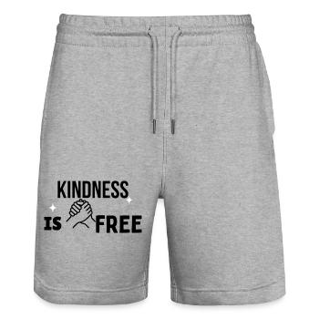 Kindness Is Free – Minimal Handshake Typography T- - Stanley/Stella Trainer Unisex Organic Jogging Shorts - heather grey - Front - Nik (191cm) & Marisol (170cm)