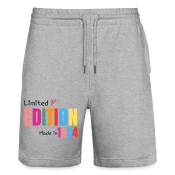 Limited edition Made in 1954 - Short de jogging bio TRAINER Stanley/Stella unisexe - gris chiné - Devant - Nik (191cm) & Marisol (170cm)