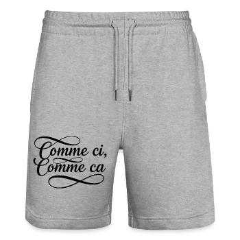 comme si comme sa French Sayings France - Stanley/Stella Unisex Bio Joggingshorts Trainer  - Grau meliert - Vorne - Nik (191cm) & Marisol (170cm)