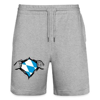Bayern Bayrische Flagge Fahne - Stanley/Stella Unisex Bio Joggingshorts Trainer  - Grau meliert - Vorne - Nik (191cm) & Marisol (170cm)