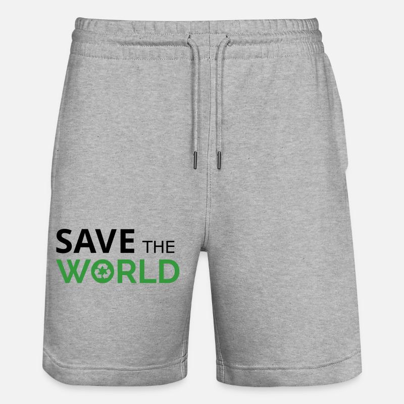 Save the world - Stanley/Stella Trainer Unisex Organic Jogging Shorts - heather grey