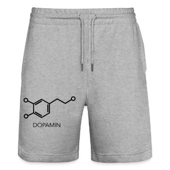Dopamin Molekül Wissenschaft Design - Stanley/Stella Unisex Bio Joggingshorts Trainer  - Grau meliert - Vorne - Nik (191cm) & Marisol (170cm)