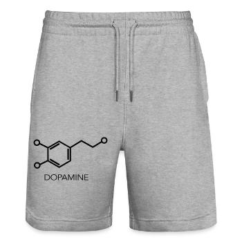 Conception scientifique minimaliste de la molécule de dopamine - Short de jogging bio TRAINER Stanley/Stella unisexe - gris chiné - Devant - Nik (191cm) & Marisol (170cm)