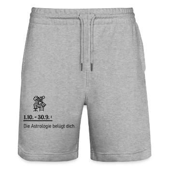 Astrologie lügt - Stanley/Stella Unisex Bio Joggingshorts Trainer  - Grau meliert - Vorne - Nik (191cm) & Marisol (170cm)