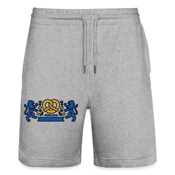 München Wappen Bayern Löwen Brezel Biergarten - Stanley/Stella Unisex Bio Joggingshorts Trainer  - Grau meliert - Vorne - Nik (191cm) & Marisol (170cm)