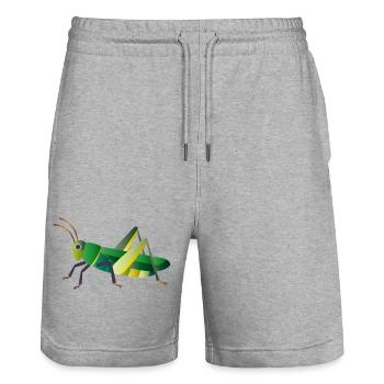 Green grasshopper nature style - Stanley/Stella Trainer Unisex Organic Jogging Shorts - heather grey - Front - Nik (191cm) & Marisol (170cm)