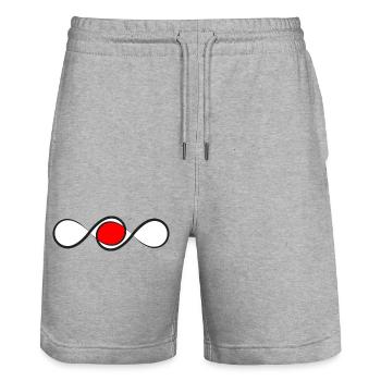 Ligne éternelle avec accent rouge - Short de jogging bio TRAINER Stanley/Stella unisexe - gris chiné - Devant - Nik (191cm) & Marisol (170cm)