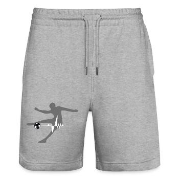 Kicker Herzschlag Fußball Pulsschlag - Stanley/Stella Unisex Bio Joggingshorts Trainer  - Grau meliert - Vorne - Nik (191cm) & Marisol (170cm)