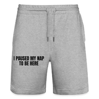 I Paused My Nap To Be Here - Stanley/Stella Unisex Bio Joggingshorts Trainer  - Grau meliert - Vorne - Nik (191cm) & Marisol (170cm)