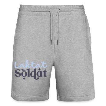 Lactate Soldier Motif - Stanley/Stella Trainer Unisex Organic Jogging Shorts - heather grey - Front - Nik (191cm) & Marisol (170cm)