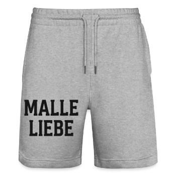 MALLE LIEBE Typo Design - Stanley/Stella Unisex Bio Joggingshorts Trainer  - Grau meliert - Vorne - Nik (191cm) & Marisol (170cm)