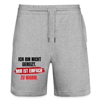 Mir Ist Einfach Warm - Stanley/Stella Unisex Bio Joggingshorts Trainer  - Grau meliert - Vorne - Nik (191cm) & Marisol (170cm)