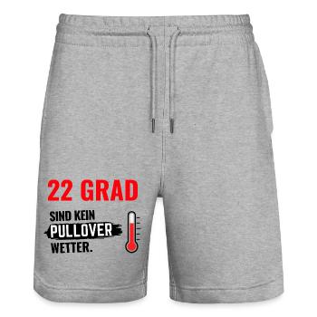 22 Grad Kein Pullover - Stanley/Stella Unisex Bio Joggingshorts Trainer  - Grau meliert - Vorne - Nik (191cm) & Marisol (170cm)