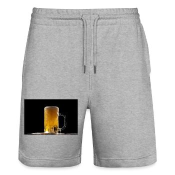 Beer mug in the dark: foam shimmer - Stanley/Stella Trainer Unisex Organic Jogging Shorts - heather grey - Front - Nik (191cm) & Marisol (170cm)