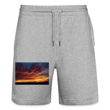 Sunset magic in the evening - Stanley/Stella Trainer Unisex Organic Jogging Shorts - heather grey - Front - Nik (191cm) & Marisol (170cm)