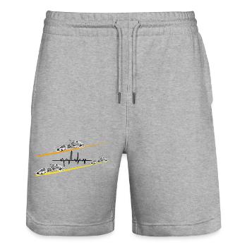 Chopper Motorrad Herzschlag - Stanley/Stella Unisex Bio Joggingshorts Trainer  - Grau meliert - Vorne - Nik (191cm) & Marisol (170cm)