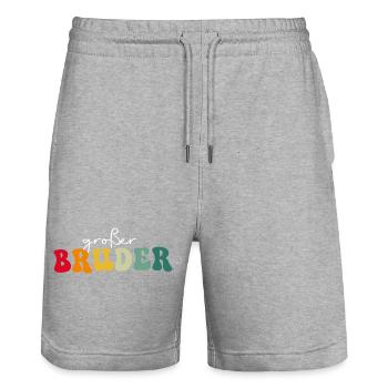 Großer Bruder - Stanley/Stella Unisex Bio Joggingshorts Trainer  - Grau meliert - Vorne - Nik (191cm) & Marisol (170cm)