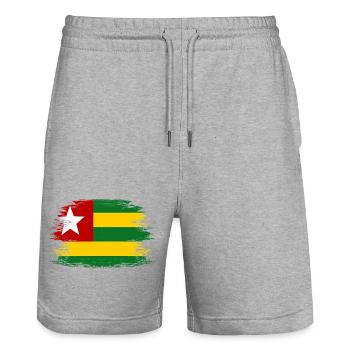 Togo_Flagge_used - Stanley/Stella Unisex Bio Joggingshorts Trainer  - Grau meliert - Vorne - Nik (191cm) & Marisol (170cm)
