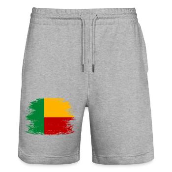 Benin_Flagge_used - Stanley/Stella Trainer Unisex Organic Jogging Shorts - heather grey - Front - Nik (191cm) & Marisol (170cm)