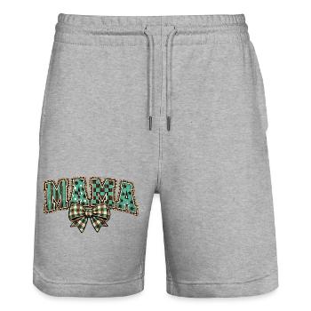 Mom Bow Turquoise Pattern Vintage Design - Stanley/Stella Trainer Unisex Organic Jogging Shorts - heather grey - Front - Nik (191cm) & Marisol (170cm)