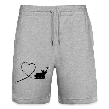 Pig Heart Silhouette Animal Welfare Vegan - Stanley/Stella Trainer Unisex Organic Jogging Shorts - heather grey - Front - Nik (191cm) & Marisol (170cm)