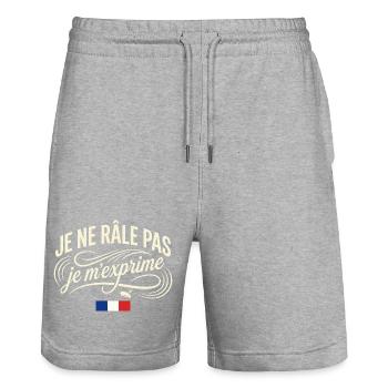 Je Ne Râle Pas Je M'exprime Béret France - Short de jogging bio TRAINER Stanley/Stella unisexe - gris chiné - Devant - Nik (191cm) & Marisol (170cm)