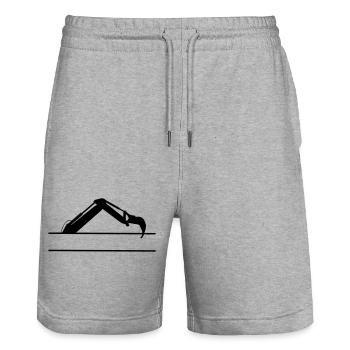 Baggerarm maßgeschneidert – Baukonstruktion - Stanley/Stella Unisex Bio Joggingshorts Trainer  - Grau meliert - Vorne - Nik (191cm) & Marisol (170cm)