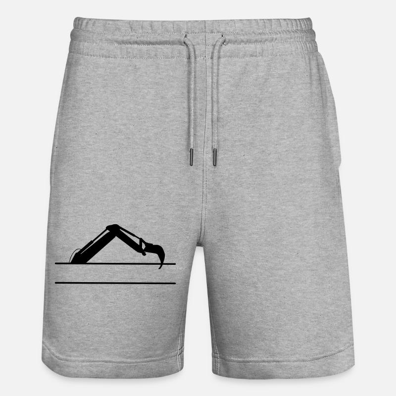 Baggerarm maßgeschneidert – Baukonstruktion - Stanley/Stella Unisex Bio Joggingshorts Trainer - Grau meliert