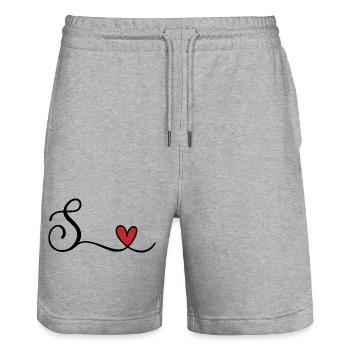 Lettre S - Short de jogging bio TRAINER Stanley/Stella unisexe - gris chiné - Devant - Nik (191cm) & Marisol (170cm)