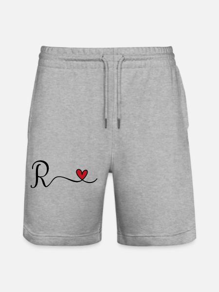 Letter R Monogram - Stanley/Stella Trainer Unisex Organic Jogging Shorts - heather grey