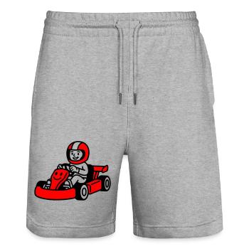 Go Kart Kids - Stanley/Stella Trainer Unisex Organic Jogging Shorts - heather grey - Front - Nik (191cm) & Marisol (170cm)