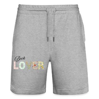 book lover - Stanley/Stella Unisex Bio Joggingshorts Trainer  - Grau meliert - Vorne - Nik (191cm) & Marisol (170cm)
